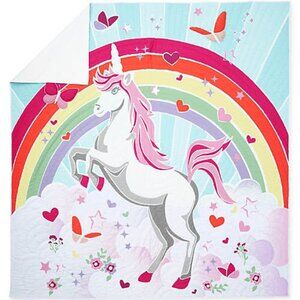 NWOT Lands End Cotton Printed Twin Quilt & Sham - Unicorn & Rainbow